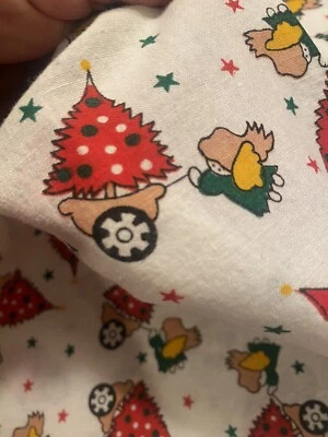 PRIM Country Vintage Christmas Tree in Wheelbarrow Little Angel Cotton Fabric FQ - Image 1 of 4