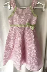 EDICIONES RARAS Niñas Talla 6 Rosa Vestido Seersucker Verano Sin mangas con Arco - Imagen 1 de 6