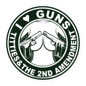 I Love Guns Titties Tatas & 2nd Amendment Vinyl Stickers Wall Decals - Bild 1 von 4