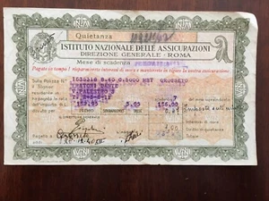 Istituto Nazionale delle Assicurazioni Documento Storico 1940 - Bild 1 von 1