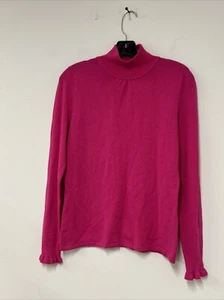 Investments Turtleneck Long Sleeve Hot Pink Sweater Women’s Size Large,NEW…. - Picture 1 of 7
