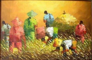 Harvest at Dusk by Eleazar Art Philippines 24x36 Oil Painting - Picture 1 of 1