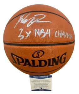 KLAY THOMPSON SIGNED BASKETBALL GOLDEN STATE WARRIORS BECKETT COA 3X CHAMPION - Picture 1 of 5
