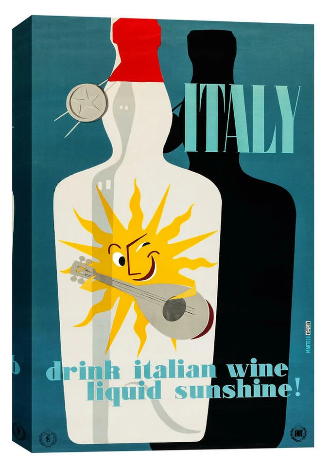 Arte de pared en lienzo giclee Epic Graffiti "Beber vino italiano anuncio vintage" Foto 1 de 1