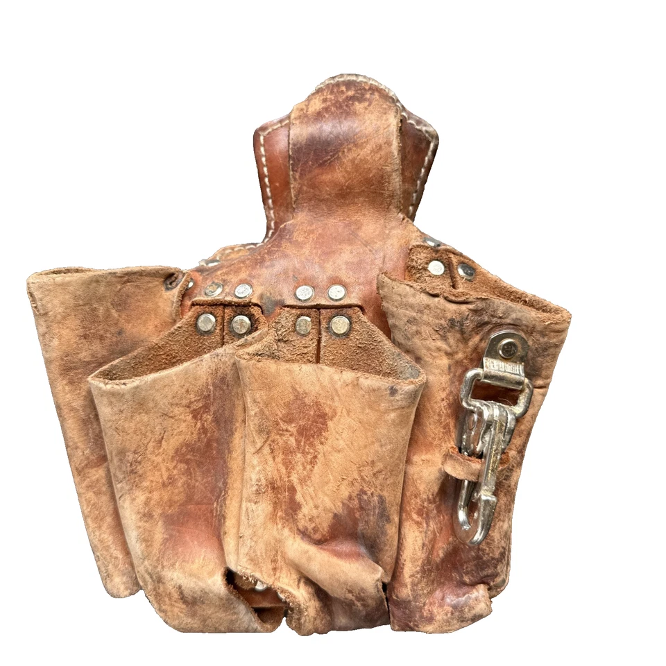 Vintage Channel Lock Lineman's Leather  Belt Tool Pouch 4 Pocket & Hook - Image 1 of 2