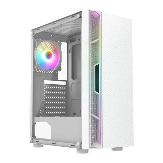 CIT Galaxy White Gaming PC Case Mid ATX Tower 120MM ARGB LED Fan Glass Panels - Image 1 of 4