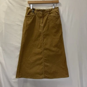 Lands’ End Vintage Tan Corduroy Long Skirt Size 4 Button/Zip Stretch - Picture 1 of 11