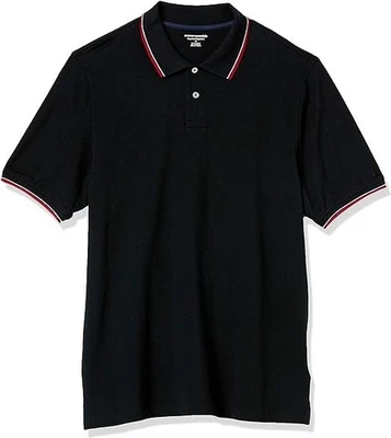 Amazon Essentials Men's Regular-Fit Cotton Pique Polo Shirt Black/Red MENS XL - Image 1 of 4