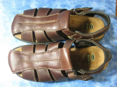DR. SCHOLL'S MEMORY FOAM MEN'S BROWN LEATHER  COMFORT SANDALS Size 11 M MIB - Image 1 of 4
