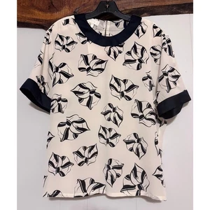 Neu mit Etikett Vintage Escada 100 % Seide creme/schwarz bedruckte Bluse Größe 40/US 10 - Bild 1 von 10