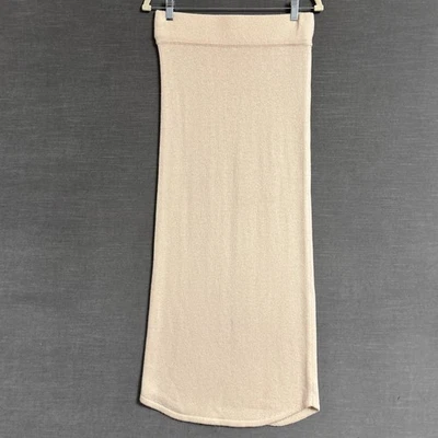 Flynn Skye Falda Tejida Grande Beige Suéter Lana Tencel Cachemira Maxi Lápiz Acogedor Foto 1 de 4