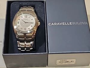 Reloj Caravelle by Bulova Hombre 8 Diamantes Acero Inoxidable 43D005 Plateado ¡NUEVO! - Imagen 1 de 12