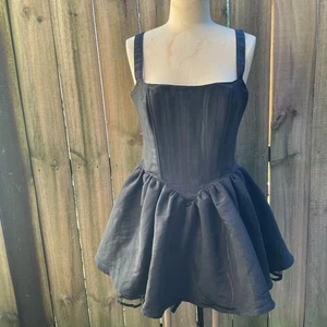 DOLLS KILL SUGAR THRILLZ Magic Moves Corset Back Black Moire MINI DRESS XXL nwt - Picture 1 of 6