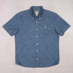 LL Bean Comfort Stretch Chambray Shirt Mens M Traditional Untucked Short Sleeve - Picture 1 of 7