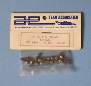 Team Associated 6284 ~ 4-40 x 1/4" S.H.C.S. Tornillos de aluminio 12 piezas vintage RC NOS - Imagen 1 de 1