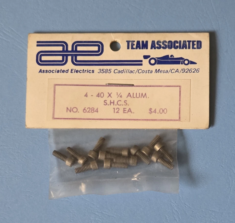 Team Associated 6284 ~ 4-40 x 1/4" S.H.C.S. Aluminum Screws 12pcs Vintage RC NOS - Image 1 of 1