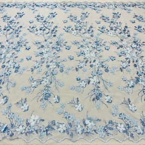 3D Floral Lace Fabric by Yard – Luxury Embroidered Bridal Mesh Material VT-35 - Picture 1 of 20