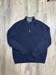 brooks brothers 1/4 zip navy mens sweater size large - Picture 1 of 4