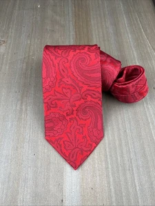 Cravatta STAFFORD Performance 100% seta designer paisley rosso W3,5xL58 lusso - Foto 1 di 5
