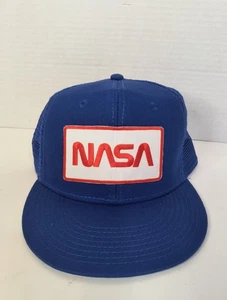 Vintage NASA Patch Trucker Mesh Hat SnapBack Navy Blue Patch Logo Space Otto - Bild 1 von 4