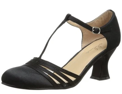 2.5” Black Satin T-Strap Ellie Heels Brand New - Image 1 of 4