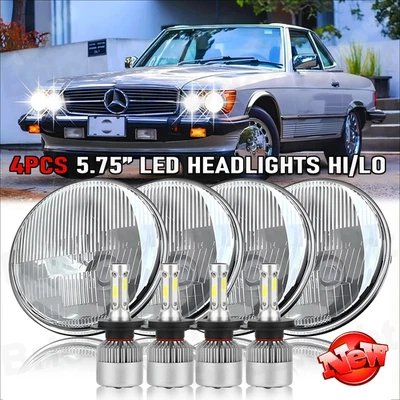 Faróis de LED redondos Hi-Lo feixe A para Mercedes-Benz 380SL 450SL 560SL 4PCS 5,75" - Imagem 1 de 4