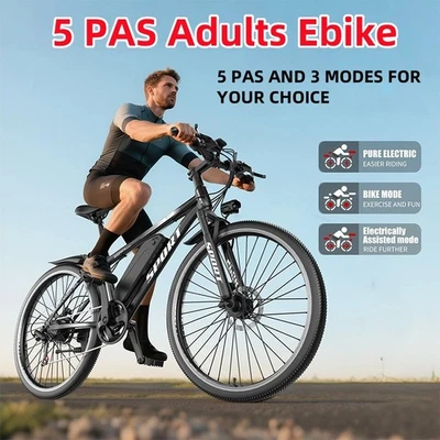 电动山地自行车 Ebike 1000W 峰值电机自行车 45 英里 25 英里/小时 48 伏通勤 — 第 1/4 张图片