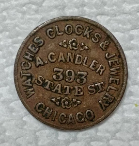 Reloj token Chicago Il 1860 guerra civil A Chandler joyas - Imagen 1 de 2