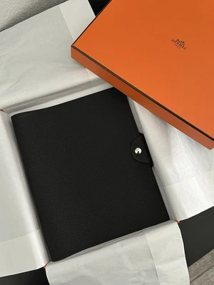 Cubierta para cuaderno HERMES Paris Ulysse MM negra Togo - Nueva en caja Foto 1 de 4