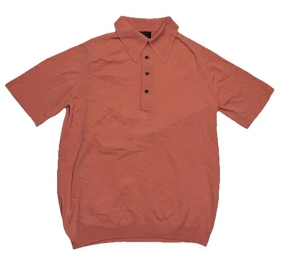 Camisa polo masculina manga curta vintage anos 60 Puritan Ban Lon malha salmão tamanho M - Imagem 1 de 4
