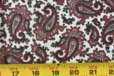 33" Long, Vintage, Burgundy Paisley on Cream Quilt Cotton, Marcus, P7357 - Image 1 of 4