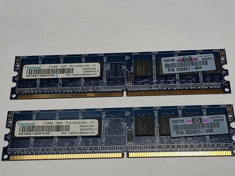 2 X 512MB Ramaxel DDR2-533 RAM PC2-4200U RML1040EG38D6W-533 - Image 1 of 3
