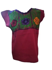 Mexican embroidered  Blouse Pink Top - Picture 1 of 5