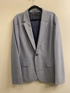 Asos Men's Size 44 Blue Chambray Look One-Button Blazer Jacket Sport Coat - Picture 1 of 21