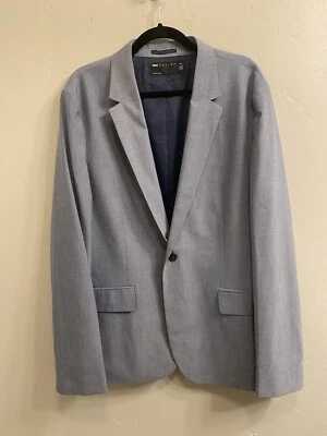 Asos Men's Size 44 Blue Chambray Look One-Button Blazer Jacket Sport Coat - Image 1 of 4