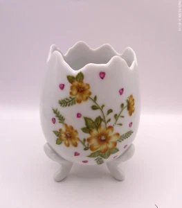 Lefton Porcelain 3 Footed Cracked Egg Vase Planter 5526 ~ Vintage - Picture 1 of 4