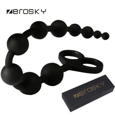 Zerosky Silicone Anal Beads_Chain Prostate Massage Pull_Ring Love_Toy Butt_Plugs