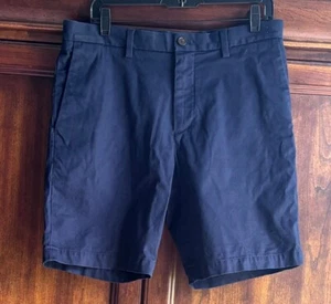 Pantalones Cortos Banana Republic Aiden 32 Azul Marino Algodón Elastizado Tiro Medio Cremallera Mosca Rendimiento - Imagen 1 de 6