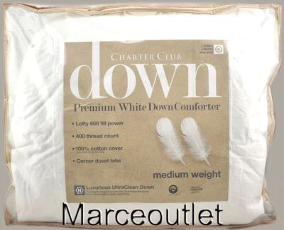 Charter Club Premium White Down FULL / QUEEN Comforter Medium Weight - Image 1 of 4