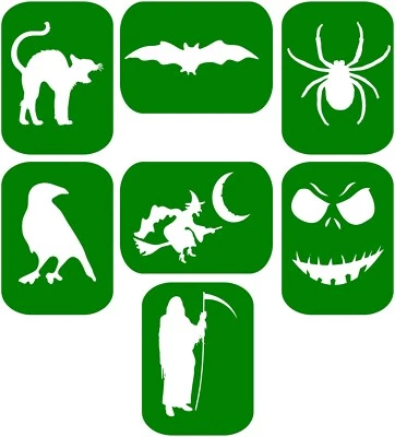 ADD POWER STENCILS 14 x Body Art And Glass Etching Stencils Glitter Stencil Art Halloween-1