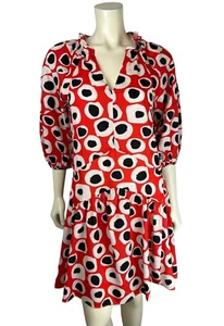 NEW Rodner Figueroa Puff Sleeve Dress Size XS Ruffle Mini Dot Geometric Print - Picture 1 of 12