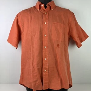 Tommy Hilfiger Short Sleeve Button Up Shirt Mens S Orange 55/74 - Picture 1 of 6