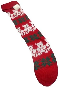 Calza grande natalizia maglia orsetto fiocchi di neve rosso verde bianco 2 ganci 38" LEGGI - Foto 1 di 6