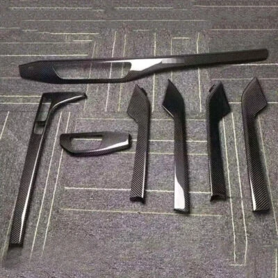 Cubierta de panel de puerta interior de fibra de carbono seca real para Audi A5 S5 RS5 2018-2022 Foto 1 de 4