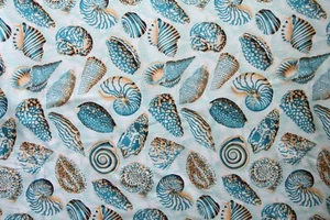 Free Spirit Fabric Natural World PWSL043.TROPI fabric (shells turquoise) 1yd - Picture 1 of 2