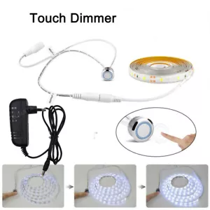 Touch Switch Dimmable 12V LED Strip Lights 2835 Waterproof Under Closet Cabinet - Picture 1 of 15