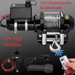 Elektrische Seilwinde 4500lbs 12v Motorwinde Synthetikseil Fernsteuerung Funk - Bild 1 von 10