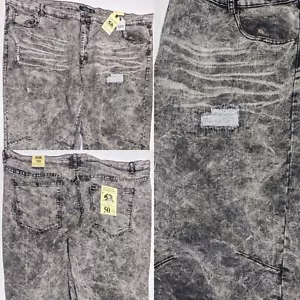 Big Men's Black/Grey Denim Shorts Size 50 - Picture 1 of 4