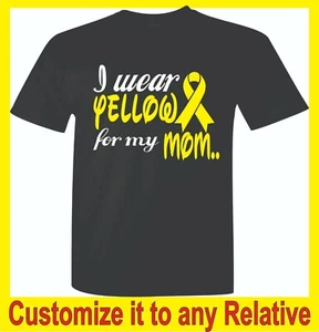 Custom "I Wear Yellow for my (Any Relative)" Sarcoma/Bone Cancer Unisex T-Shirt - Picture 1 of 1