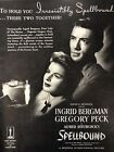 1945 SpellBound Gregory Peck & Ingrid Bergman Print Ad Movie Poster 